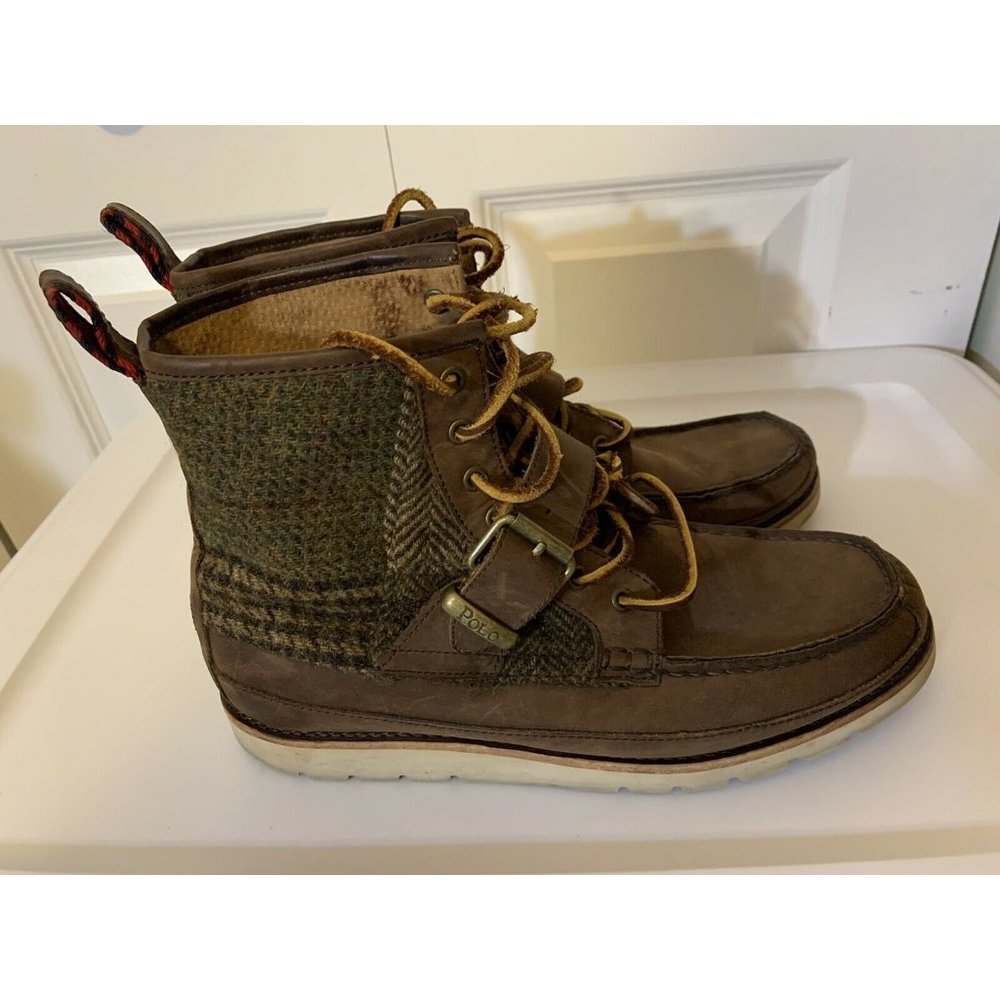 Polo Ralph Lauren Men’s Sz 8.5 D Saddleworth Boots Brown‎ Leather Lace Up